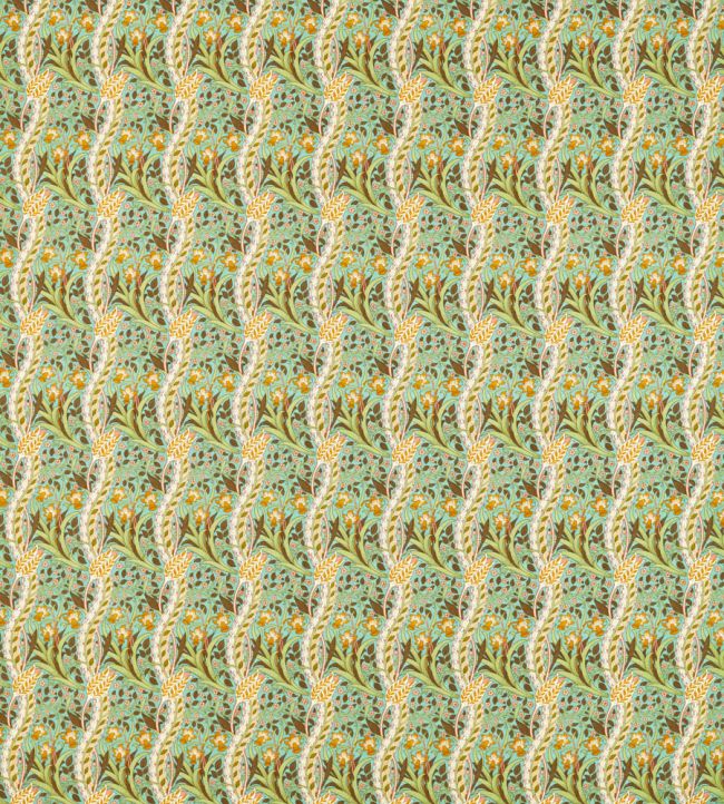 Daffodil Fabric by Morris & Co Cove Blue/Chocolate