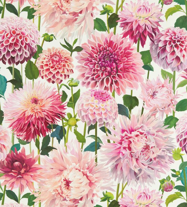 Dahlia Wallpaper in Blossom/Emerald/New Beginnings by Harlequin | Jane Clayton Dahlia Wallpaper in Blossom/Emerald/New Beginnings by Harlequin | Jane Clayton