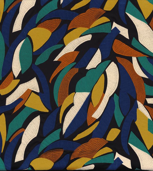 Defile Fabric by Casamance Moutarde/Emeraude/Bleu Electrique