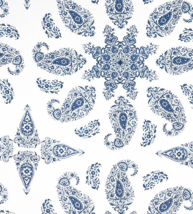 East India Fabric by Thibaut Blue and White