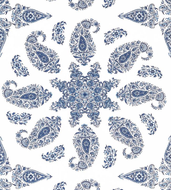 East India Wallpaper by Thibaut Blue and White