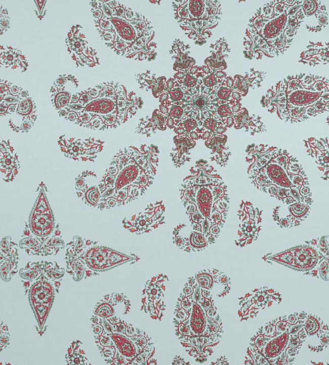 East India Fabric by Thibaut Raspberry and Teal