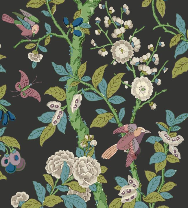 Eldon Wallpaper by GP & J Baker Charcoal/Emerald