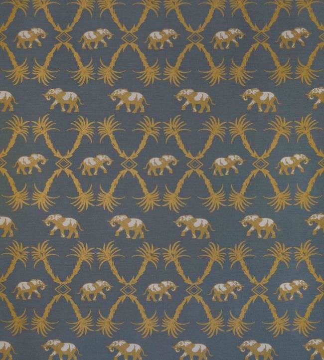 Elephant Palm Fabric by Barneby Gates Gunmetal / Gold