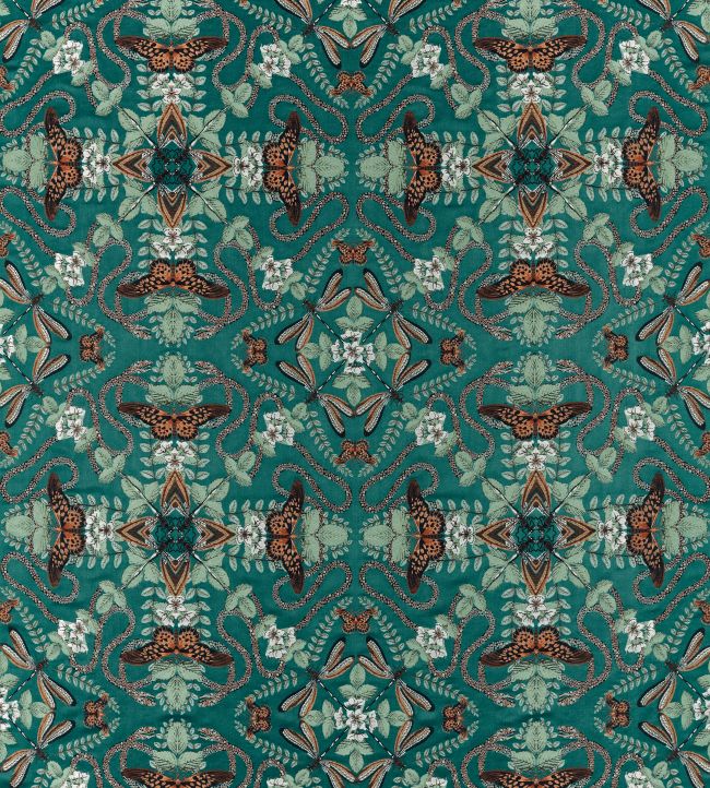 Emerald Forest Jacquard Fabric by Clarke & Clarke Teal
