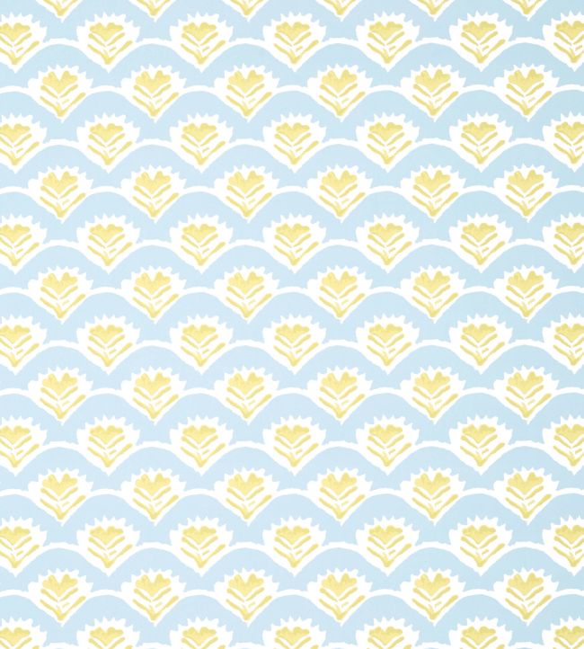 Emily Wallpaper by Thibaut Yellow and Blue