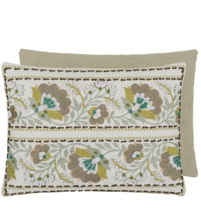 Enamel Flower Cushion 40 x 30cm by Designers Guild Celadon