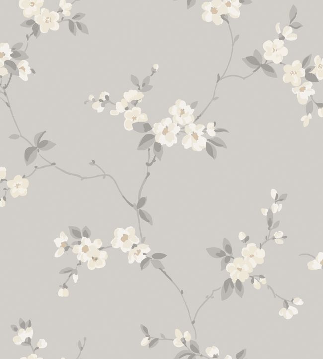 Grey floral wallpaper deals