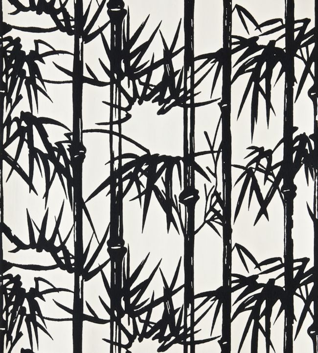 Bamboo Wallpaper by Farrow & Ball in Pitch Black | Jane Clayton