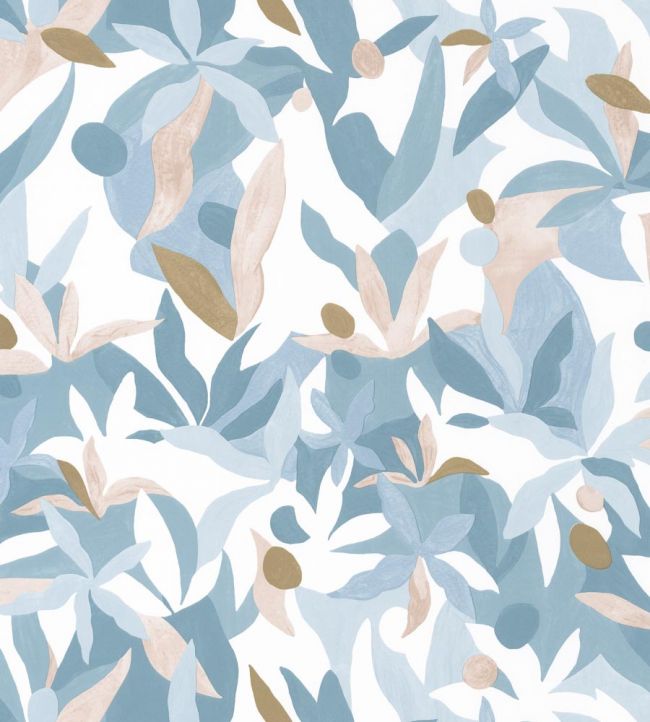 Fauve Wallpaper by Caselio Bleu Beige Dore