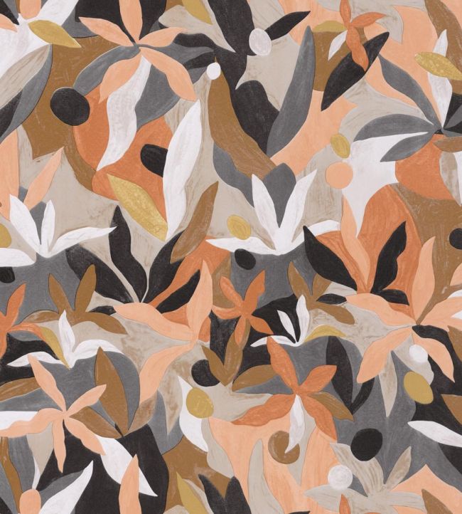 Fauve Wallpaper by Caselio Noisette / Saumon Dore Fond Noir