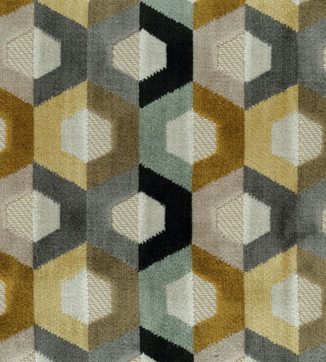 Favo Fabric by Osborne & Little Black/Tobacco/Slate
