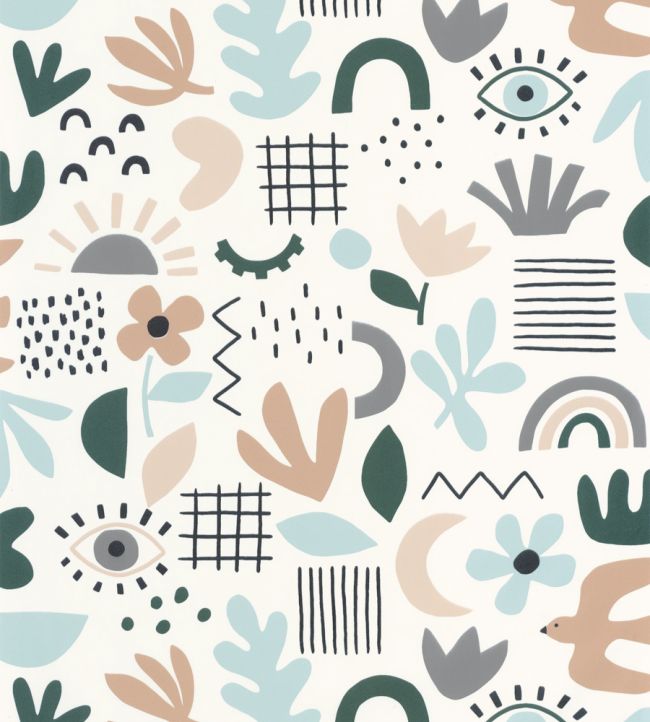 Feel Good Wallpaper by Caselio Bleu Vert