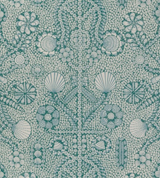 Shell Grotto Fabric by Fermoie Aqua