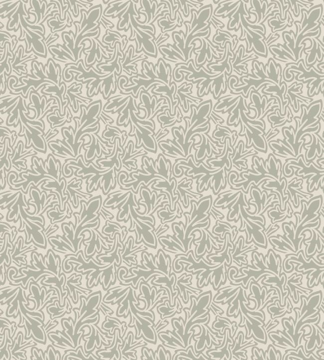 Feuille Wallpaper by Farrow & Ball School House White / Blue Gray