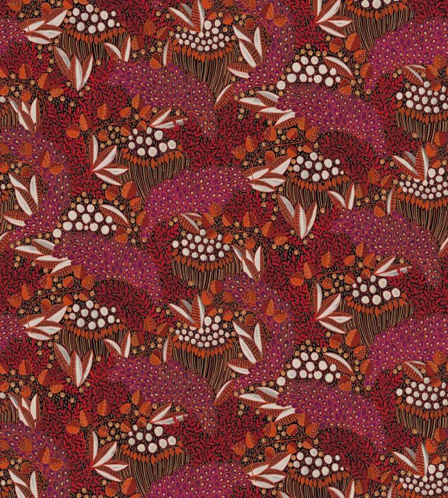 Floral Batik Mural by Eijffinger Red