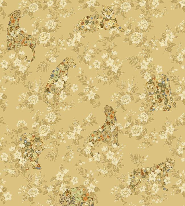 Flowered Felines Mural by Eijffinger Yellow / Ochre