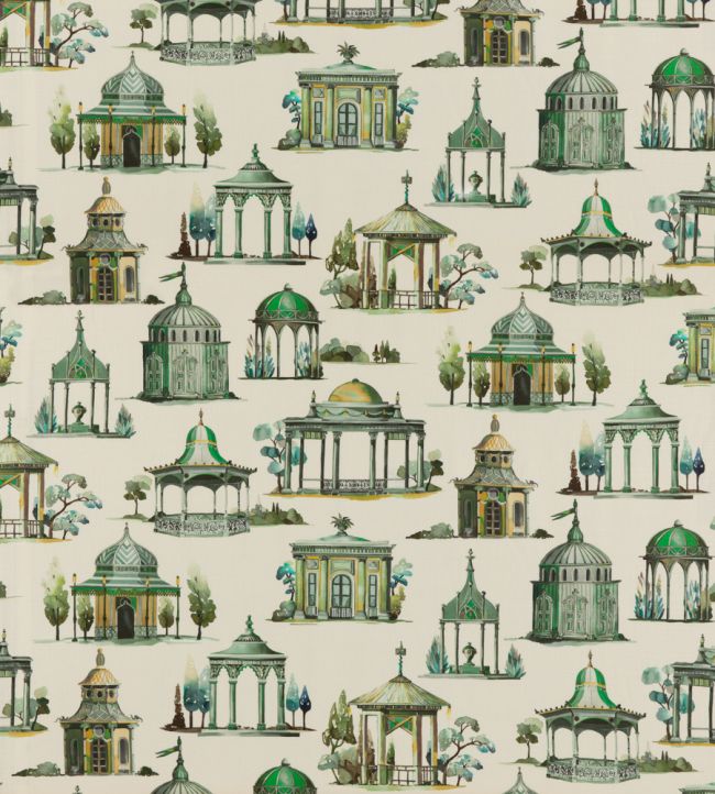 Follies Fabric by Mulberry Home Emerald