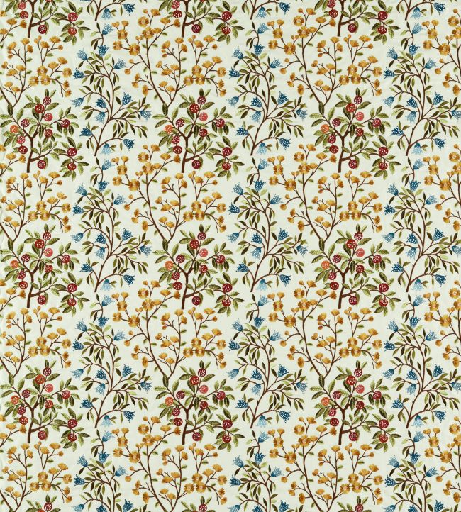 Foraging Embroidery Fabric in Rowanberry by Sanderson Jane Clayton