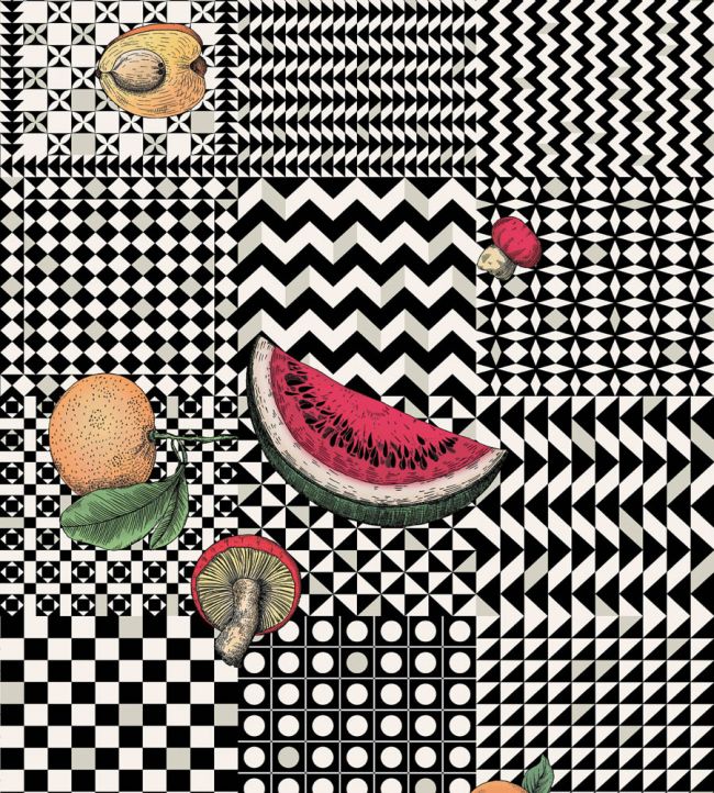 Frutta e Geometrico Wallpaper by Cole & Son Black White & Multi