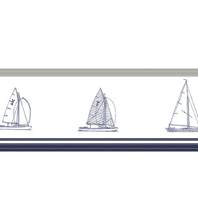 Gone Sailing Border Wallpaper by Today Interiors Grey/Navy