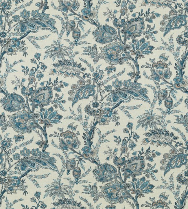 Jewel Indienne Fabric by GP & J Baker in Blue/Sand | Jane Clayton