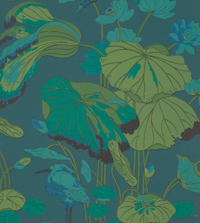 Nympheus Wallpaper by GP & J Baker in Teal | Jane Clayton Nympheus Wallpaper by GP & J Baker in Teal | Jane Clayton