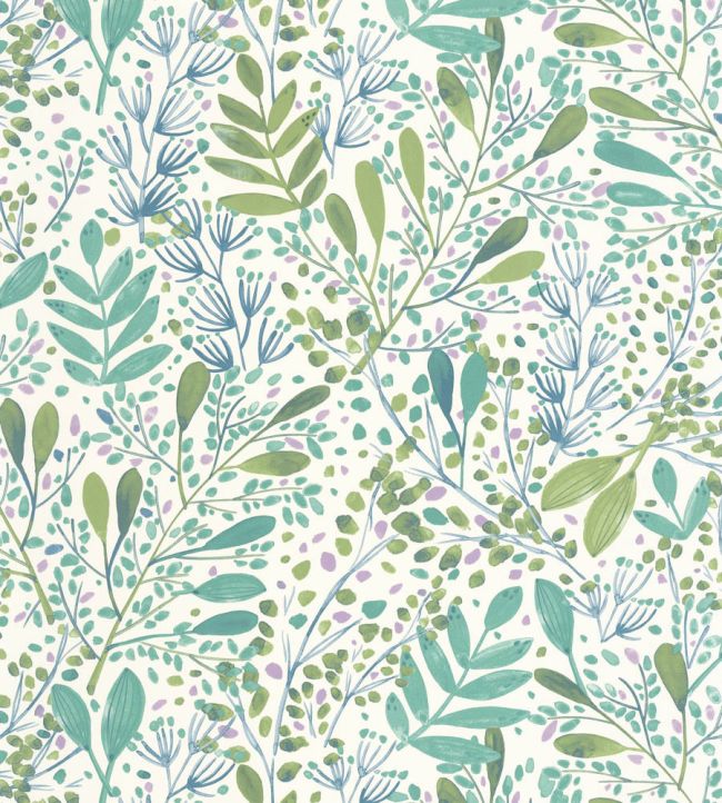Joy Wallpaper by Caselio Vert Mauve