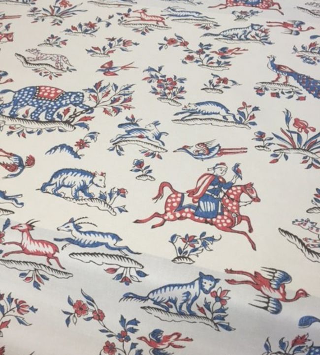 Gujarat Safari Fabric by Titley and Marr Cobalt and Coral