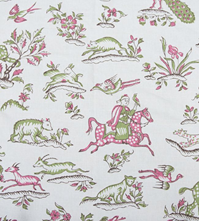 Gujarat Safari Fabric by Titley and Marr Linden and Pink