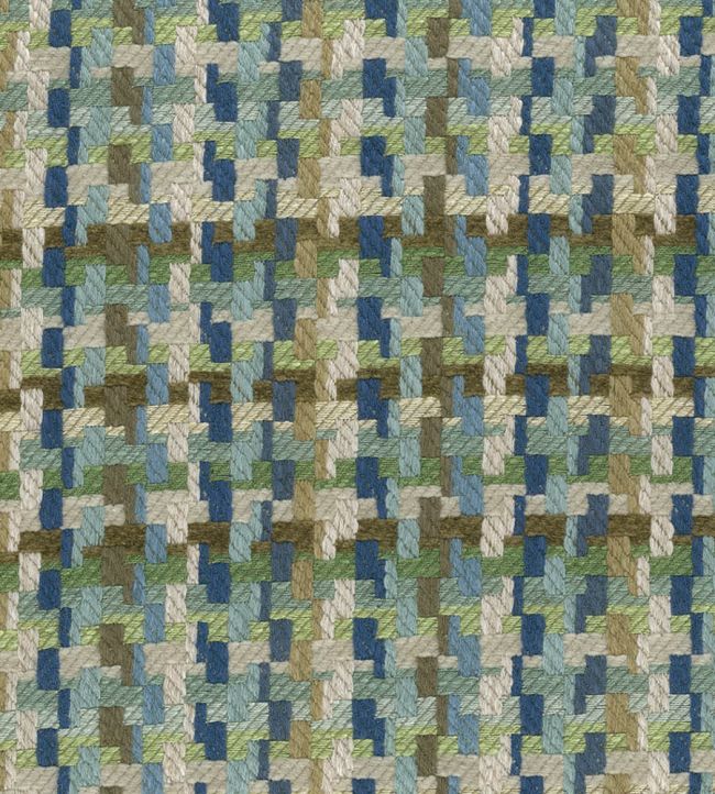 Hadlow Fabric by Nina Campbell Blue/Green/Bronze
