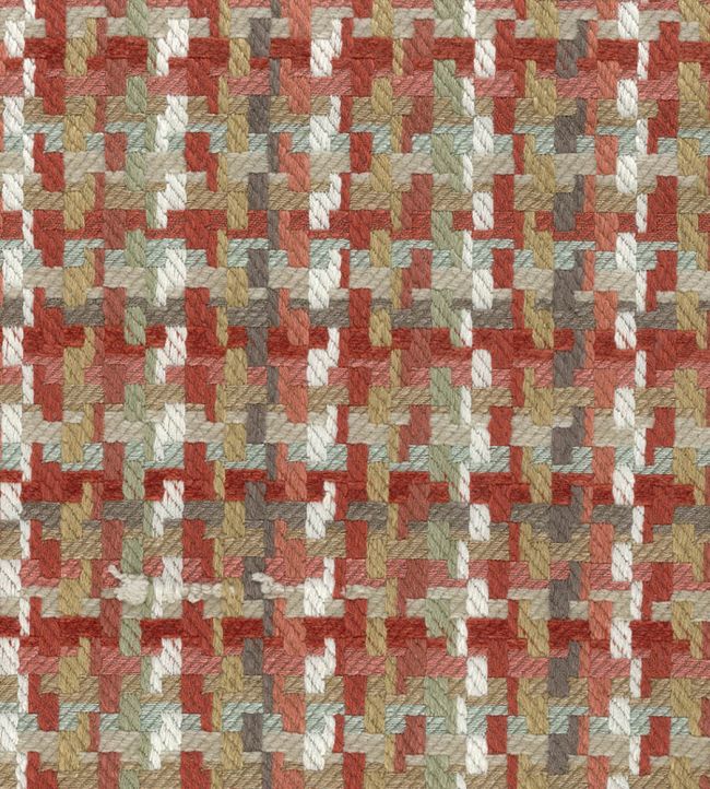 Hadlow Fabric by Nina Campbell Coral/Taupe/Duck Egg