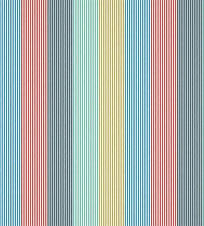 Funfair Stripe Fabric by Harlequin Ink/Aqua/Kiwi/Marine/Poppy