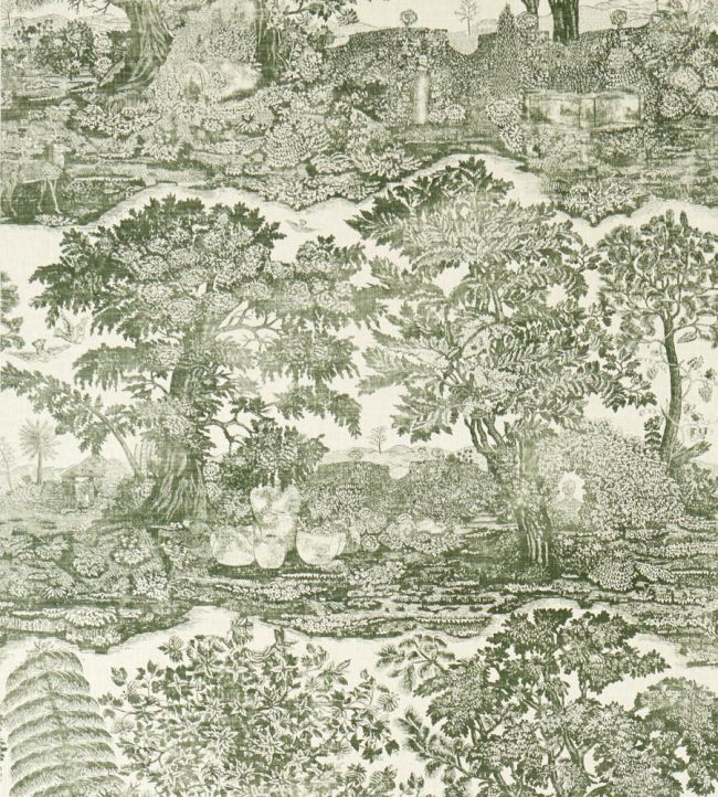 Highgrove Toile Fabric by Sanderson Yew Green
