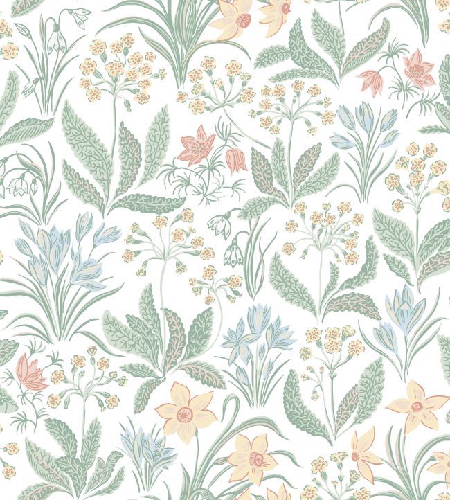Huset I Solen Wallpaper by Sandberg Spring Green