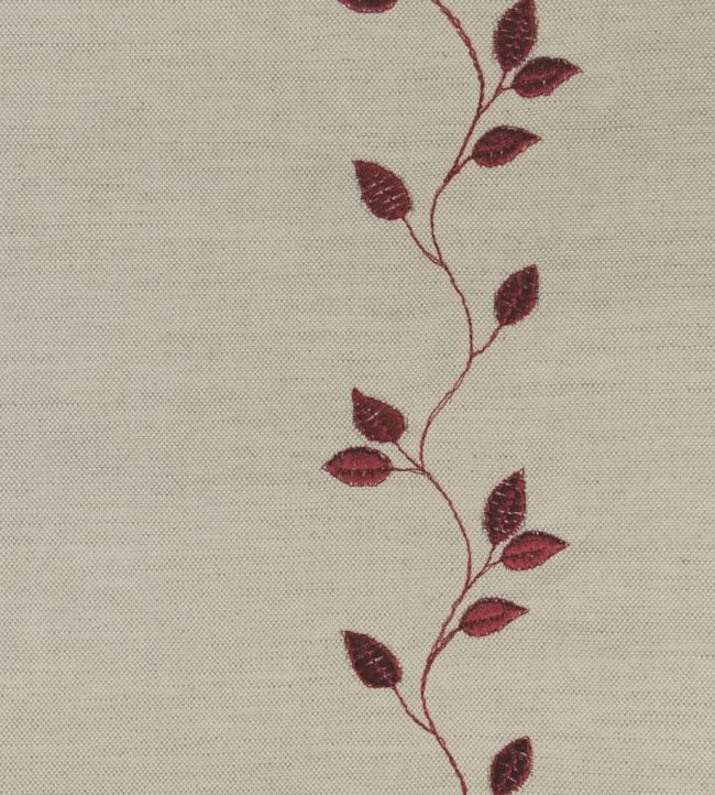 Embroidered Union Leaf Fabric by Ian Mankin Claret