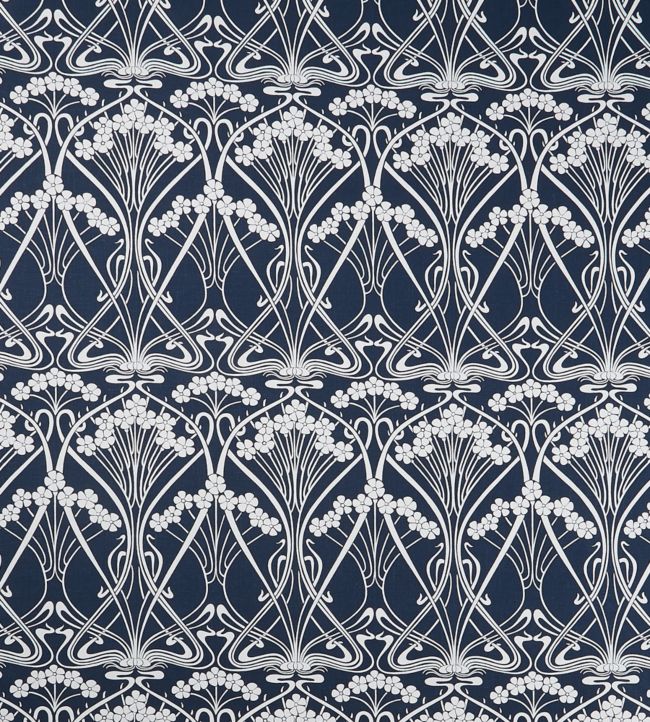 Ianthe Bloom Stencil in Chiltern Linen Fabric by Liberty Pewter