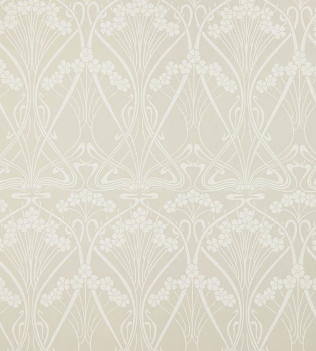 Ianthe Mono Wallpaper by Liberty Pewter White