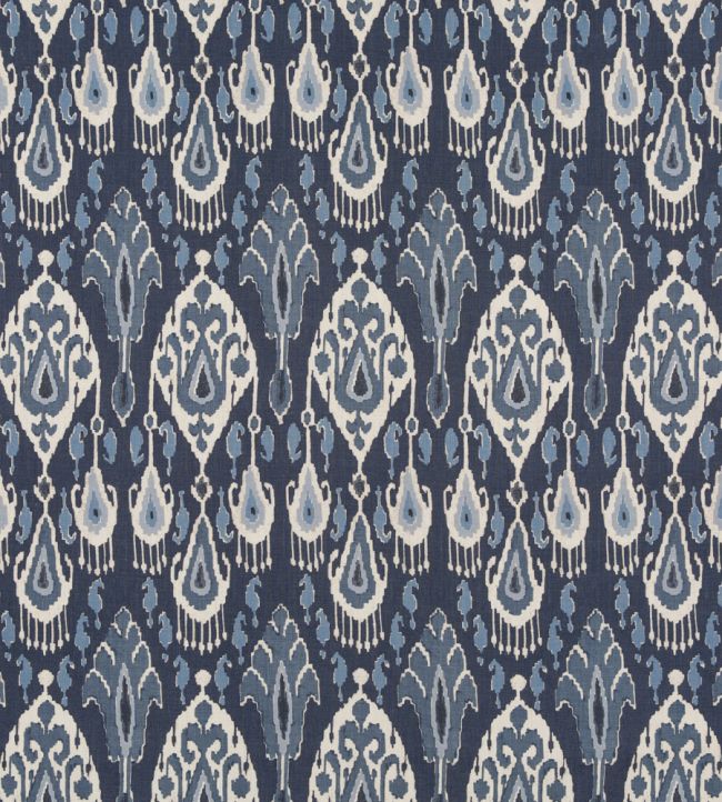 Ikat Bokhara Linen Fabric by GP & J Baker Indigo