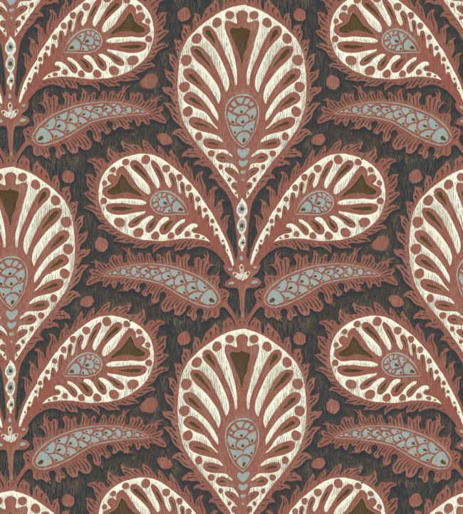 Ikat Clover Wallpaper by Josephine Munsey Red and Ink