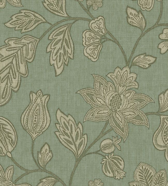 Ikat Flower Trail Wallpaper by Eijffinger Jade
