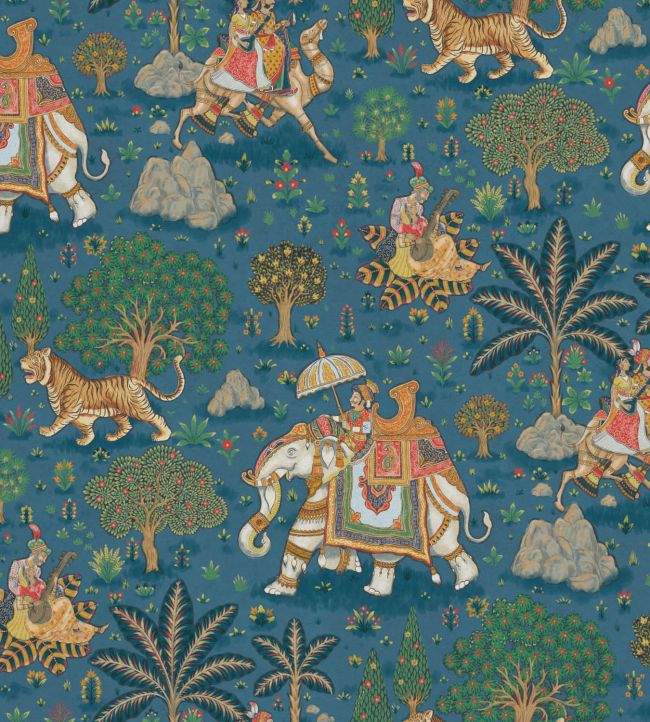 Jaipur Velvet Fabric in Midnight by Warner House Jane Clayton