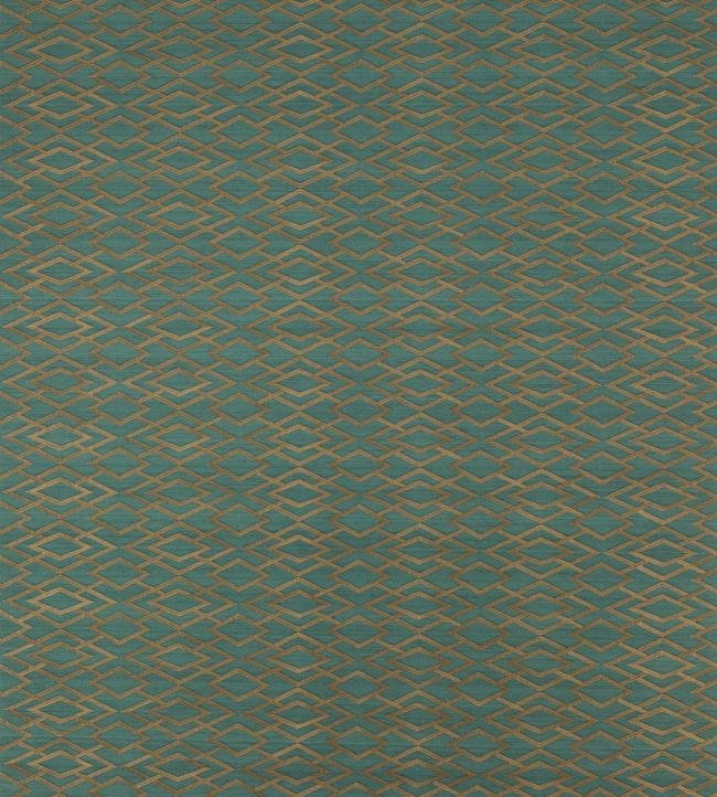 Geometric Silk Wallpaper by Jane Churchill in Teal Jane Clayton