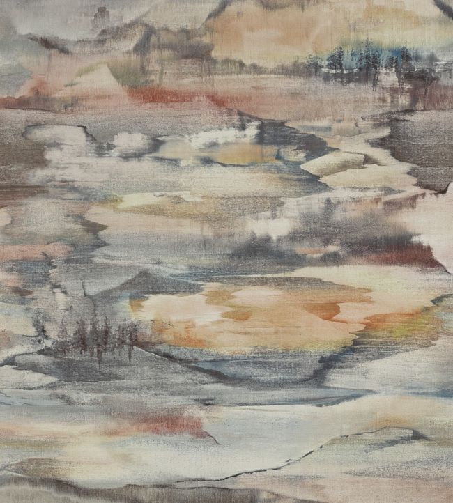 Solace Wallpaper by Jane Churchill Bronze/Teal