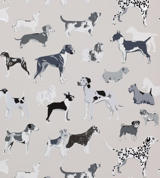 Hot Dogs Wallpaper by Jane Churchill in Silver Jane Clayton