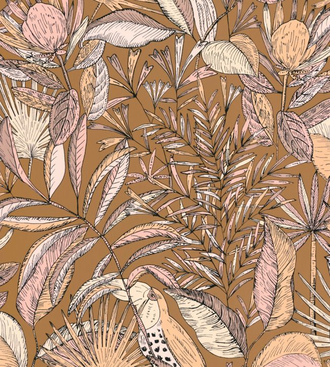 Jardin De Bel Air Wallpaper by Caselio Ocre Rose