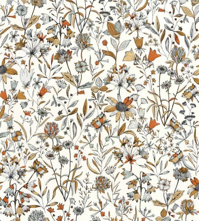 Jardin De Giverny Wallpaper by Caselio Blanc Orange