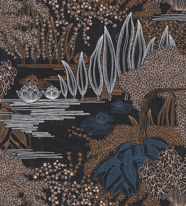 Jasmin Wallpaper by Casamance Encre / Cuivre