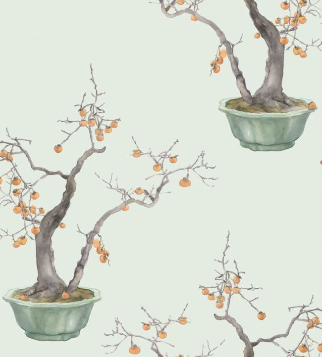 Kaki Persimmon Wallpaper by Cole & Son Jade Green & Mangold