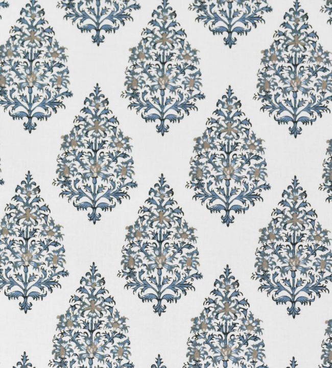 Kashmir Fabric by Titley and Marr Aqua & Beige
